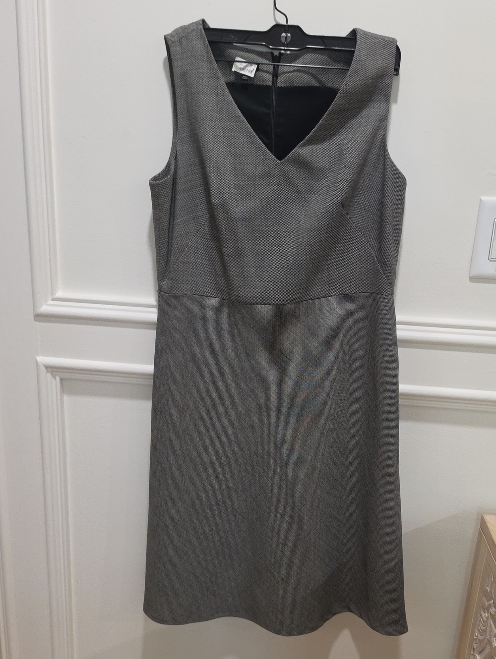 Talbots Gray V-Neck Midi Sheath Dress